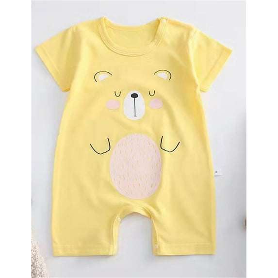 Aayomet Baby Boy Clothes Funny Slogan Super Soft Cotton Comfy Baby Short Sleeve Bodysuit,Yellow 18-24 Months