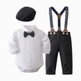thumbnail image 1 of Aayomet Baby Boy Clothes Wedding Outfit Infant Tuxedo Gentleman Suits Dress Shirt+ Beret Hat +Suspender Pants +Bowtie, 1 of 4