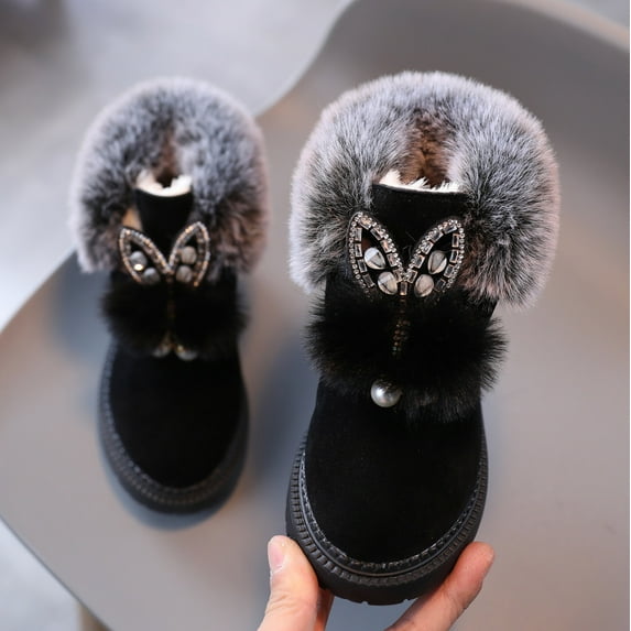 Aayomet Baby Boy Girl Walking Shoes Girls Boots Shoes Bootie Kid Children Baby Shoes (Black, 8.5 Toddler)
