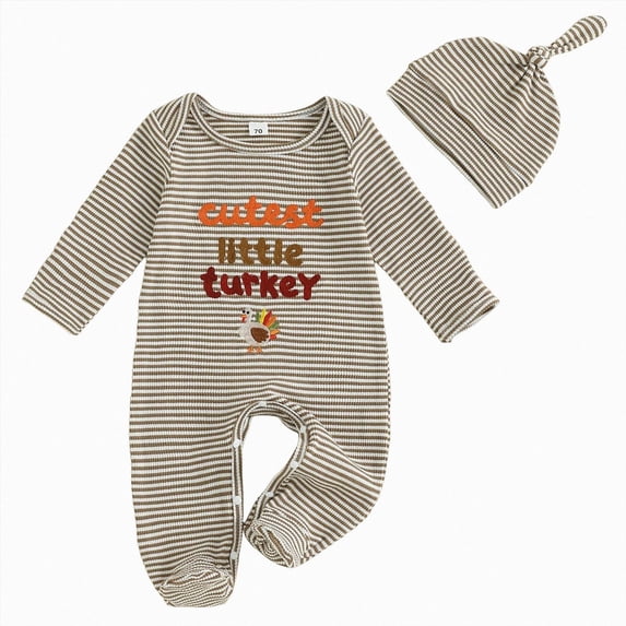 Aayomet Baby Boy Thanksgiving Outfit Little Turkey Footie Romper Newborn Clothes,Baby Thanksgiving Outfit Boy Long Sleeve Jumpsuit with Hat