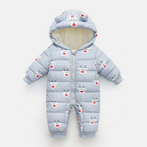 Aayomet Baby Boys Girls Winter Coat Snowsuit Girls Warm Baby Wear Jumpsuit Snow Hooded Romper Coat (Grey, 12-18 Months)