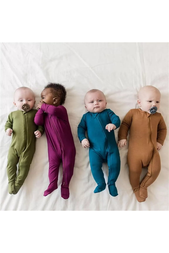 Baby Cotton Rompers Footless Pajamas Zipper Long Sleeve Sleeper Jumpsuit Back to Back Romper,Gold 0-3 Months
