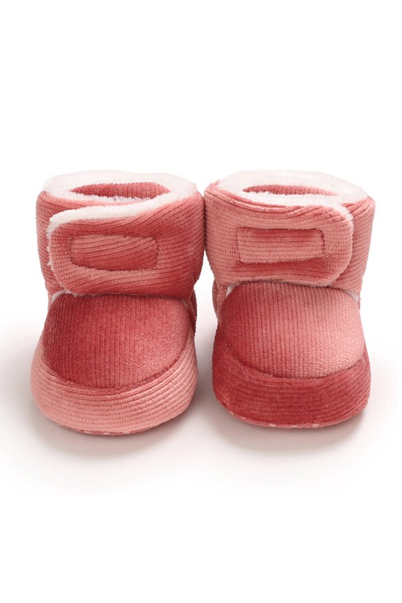 Baby Shoes and Toddler Shoes Boys and Girls Cotton Boots Solid Color Simple Design Hook Loop for Warm (B, 4 )