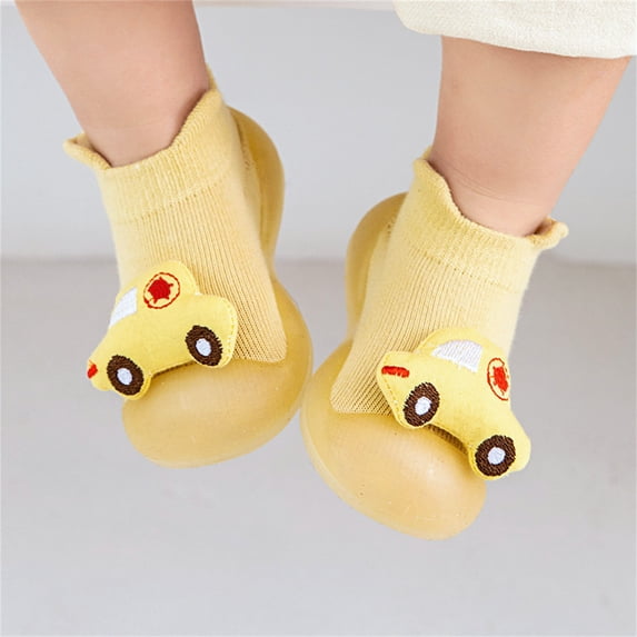 Aayomet Baby Slippers Cartoon Socks Shoes Toddler WarmThe Floor Socks Non Slip Prewalker Shoes (Yellow, 6.5 Toddler)