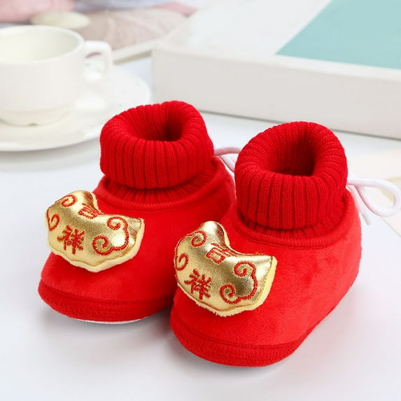 Aayomet Baby Slippers for Boys and Girls Floor Shoes Non Slip Plush Warm and Comfortable Elastic Cartoon Tiger (D, 5.5 )