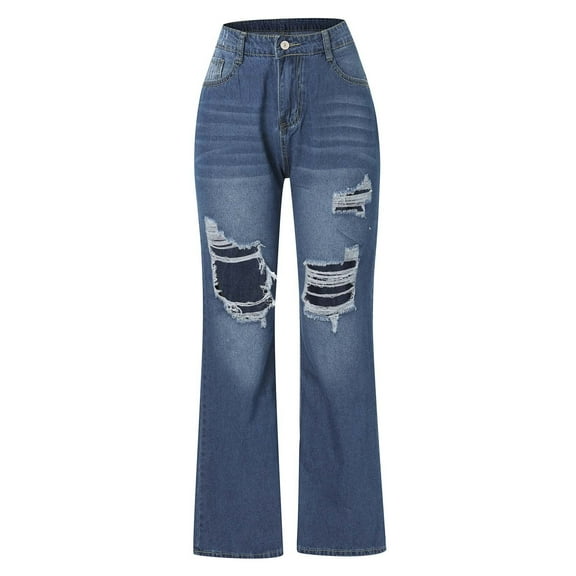 Aayomet Baggy Jeans For Women Women's High Waisted Stretch Ripped Skinny Jeans Juniors Destroyed Lifting Denim Pants,Blue M