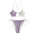 thumbnail image 1 of Aayomet Bathing Suit For Women Swimsuit Bikini High Set Women Up Piece Striped Push Hight Two Waist Cut Swimwears Tankinis Set,Purple L, 1 of 5