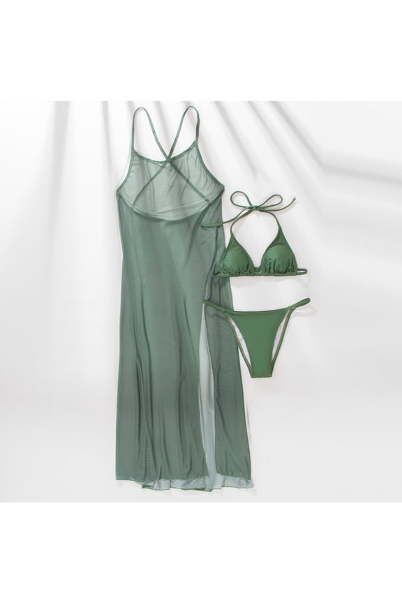 Bathing Suits For Women 2023 Women's Split Swimsuit Tie Dyed Printed Bikini Suit Long Skirt Blouse Three Piece Set,AG M