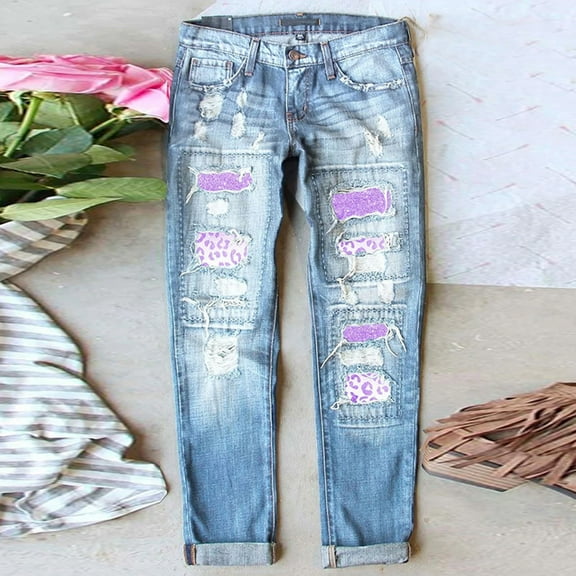 Aayomet Bell Bottom Jeans For Women Women's Totally Shaping Pull-On Skinny Jeans,Purple M