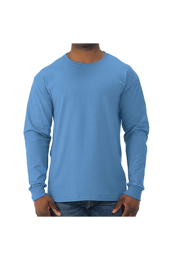Big And Tall Mens Shirts Long Sleeve Soft T Shirt Performance Crew Collar Stretch Shirt Classic Fashion Casual (Blue, L)
