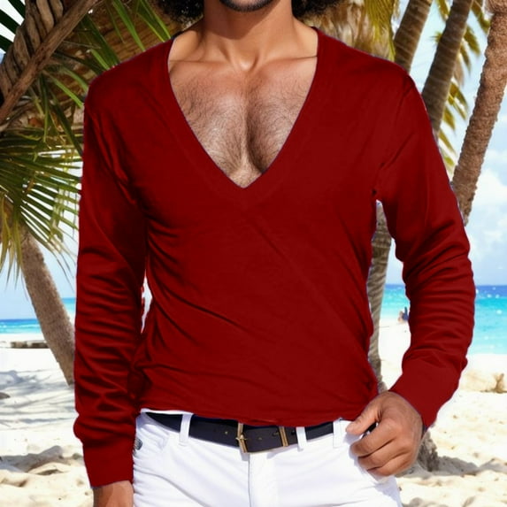 Aayomet Big And Tall Mens Shirts Sleeve Casual Stylish Beach Vacation T Shirt Summer Henley Hippie Tops (Red, L)
