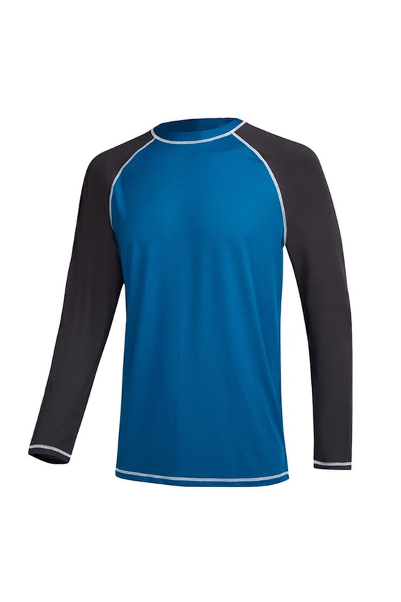 Big And Tall Mens Shirts Solid Color Long Sleeved Surfing Suit Swimming Sun Top (Blue, S)