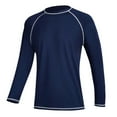 thumbnail image 1 of Aayomet Big And Tall Mens Shirts Solid Color Long Sleeved Surfing Suit Swimming Sun Top (Navy, L), 1 of 2