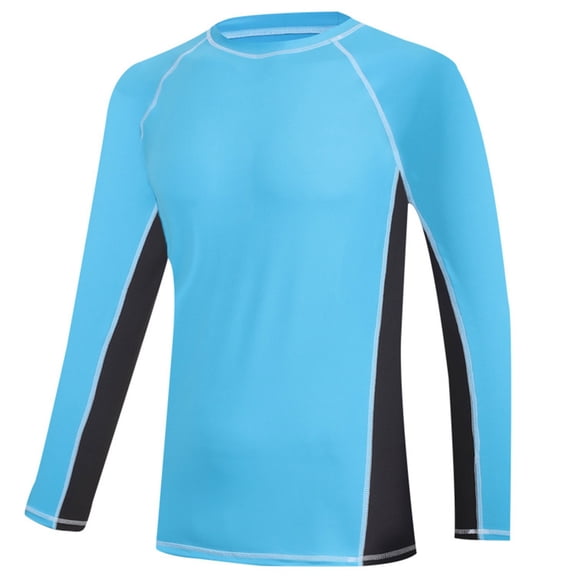 Aayomet Big And Tall Mens Shirts Solid Color Long Sleeved Surfing Suit Swimming Sun Top (Sky Blue, S)