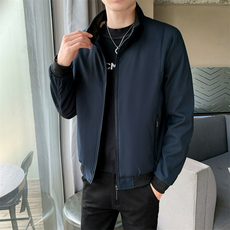 Men's Jacket-Lightweight Casual Spring Fall Thin Bomber Zip Pockets Coat  Outwear