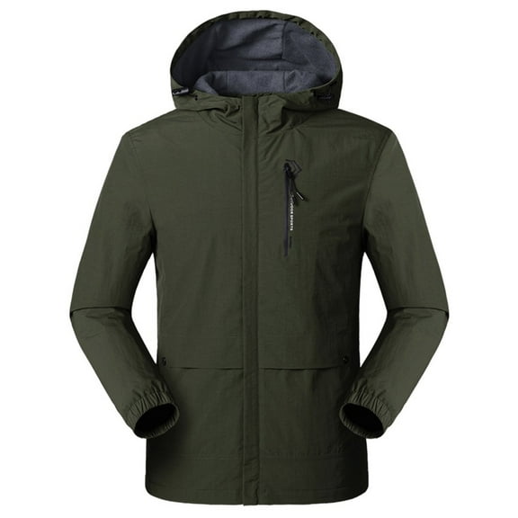 Aayomet Big Mens Winter Coats Mens Rain Jacket Waterproof with Hooded Hiking Coat Lightweight Windbreaker,Army Green 4XL