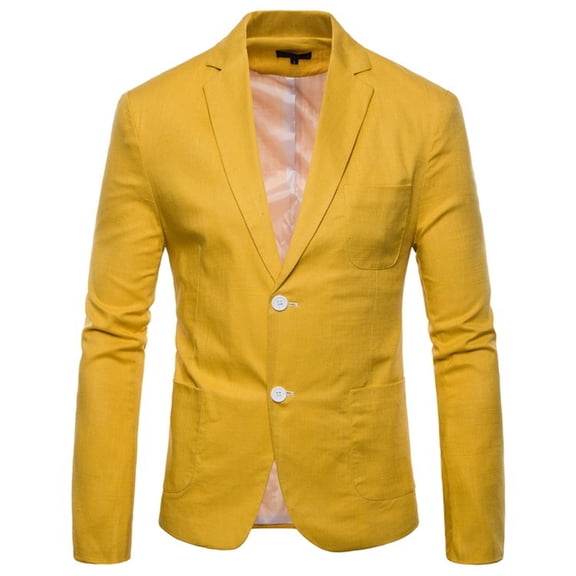 Aayomet Big and Tall Jacket Men'S Fashion Suit Men'S Fashion Slim Fit Cotton And Material Small Suit (Yellow, M)