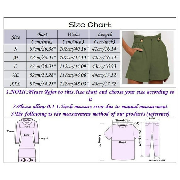 Aayomet Biker Shorts For Women High Waist Women's Elastic High Waist Pleated Wide Leg Shorts with Pocket,Army Green L