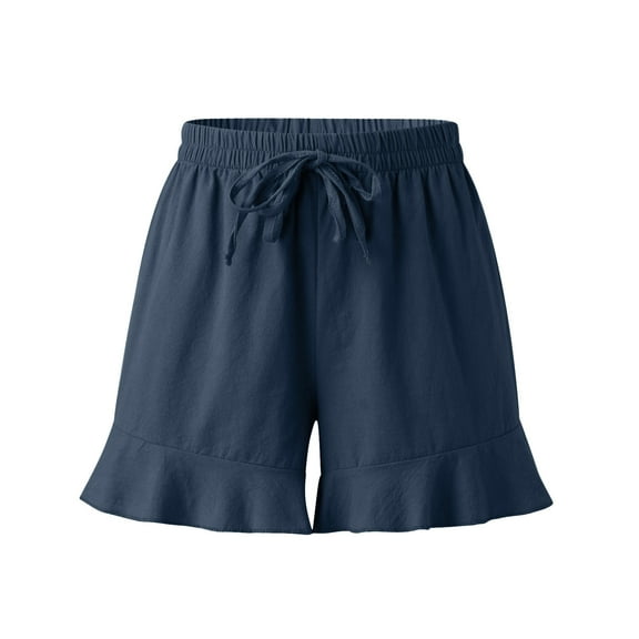 Aayomet Biker Shorts Women Women's Casual Elastic Waist Striped Summer Beach Shorts,Navy S