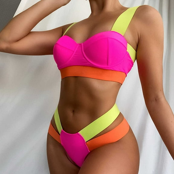 Aayomet Bikini Sets For Women Women Two Piece R Swimwear Suits Split Assorted Colors Swimsuit Bikini Swimsuit Beachwear,Hot Pink L