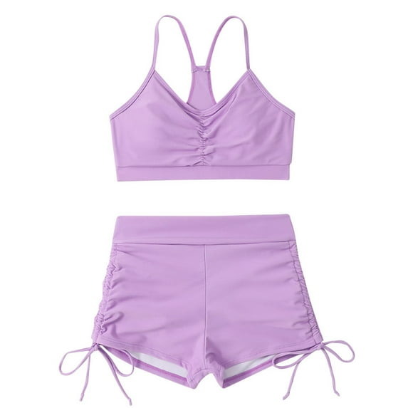 Aayomet Bikini Sets For Women Women Vintage Swimsuit Two Piece Retro Ruched High Waist Print Bikini Set Sunflower Print Overlay,Purple S