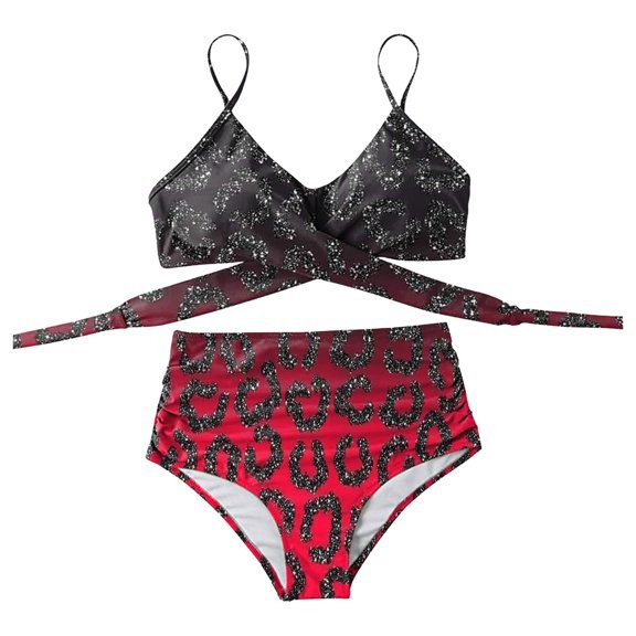 Aayomet Bikinis For Women High Waisted Bikini for Women Cutout Underboob Top with High Cut Cheeky Bottom Bathing Suit,Red XL