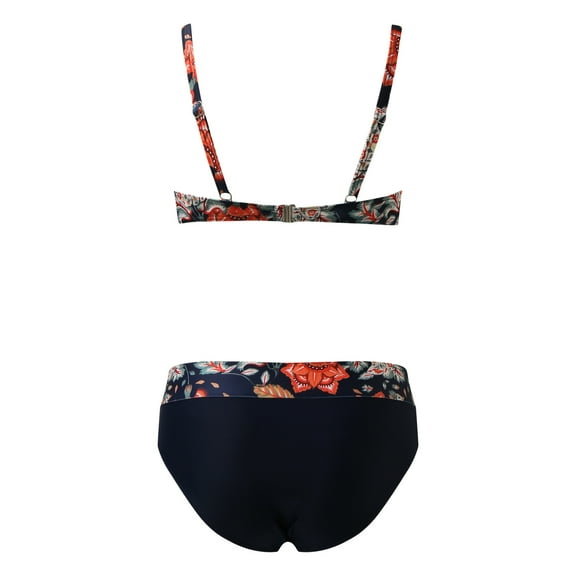 Aayomet Bikinis For Women Women Floral Print Retro Bikinis Swimsuit Push Up Bikini Set Two Pieces Beach Bathing Suit,Navy M