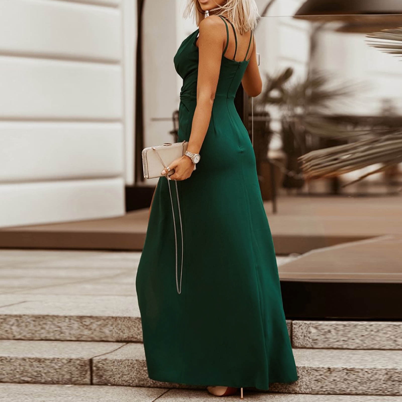 Aayomet Birthday Dress Women's Summer Wrap Maxi Dress Casual Boho Floral V  Neck Short Sleeve Ruffle Hem Split Beach Long Dresses