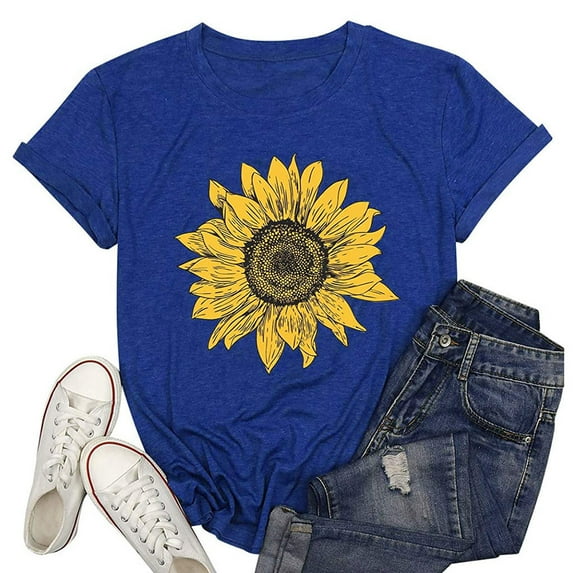 Aayomet Blouses for Women Fashion 2023 Womens Tops Casual, Womens Short Sleeve Tops Cute Butterfly Print Tee Shirts Casual Loose Lightweight Henley Shirts,Blue S