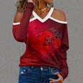 thumbnail image 1 of Aayomet Blouses for Women Fashion 2023 Womens Casual Long Sleeve Crewneck Sweatshirt Striped Printed Loose Pullover Tops Shirts,Red S, 1 of 4