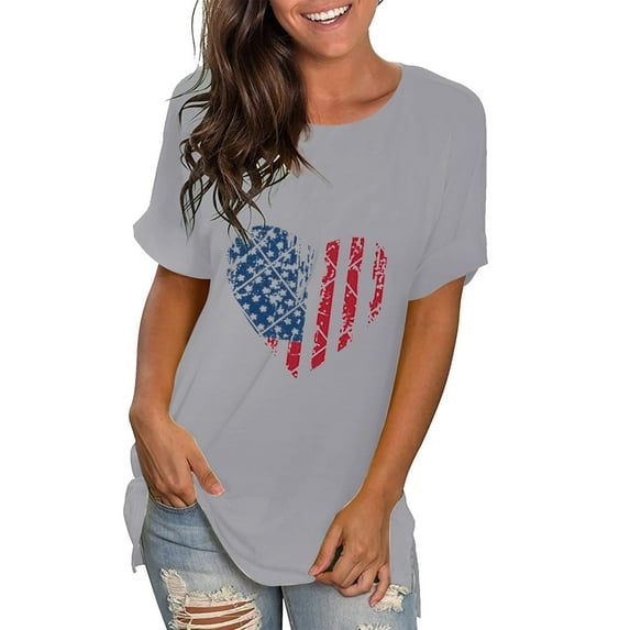 Aayomet Blouses for Women Fashion 2024 Women's Short Sleeve Tops Leopard Color Block T Shirt Casual Tunic Crew Neck Striped Shirts,Gray XL