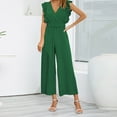 thumbnail image 1 of Aayomet Bodycon Jumpsuit For Women Women'S Jumpsuit Slim Temperament Jumpsuit High Waist Sleeveless Leaf V Neck Pleated,D XL, 1 of 1