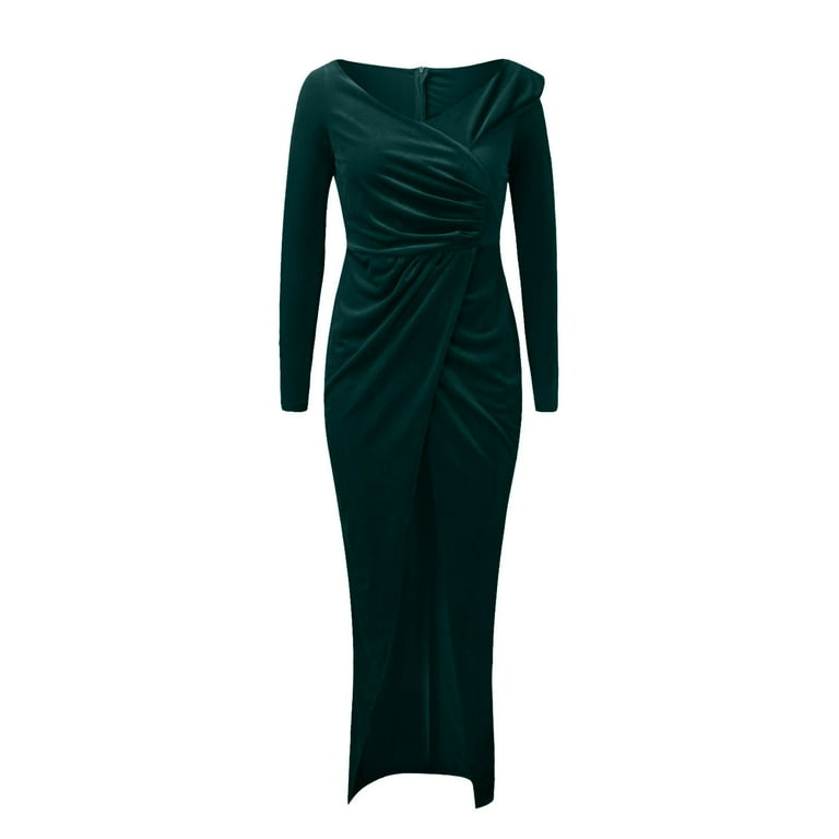 Satin Bateau Long Sleeve Green A-line Formal Dress Satin Bateau Long Sleeve Green A-line Formal Dress