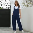thumbnail image 1 of Aayomet Bodysuit For Women Jumpsuit Solid Women's Jumpsuit Retro Casual Pocket Long Wide Leg Lace Up Women's Jumpsuit,Navy L, 1 of 5