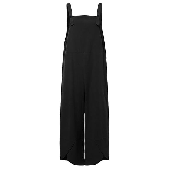 Aayomet Bodysuit For Women Jumpsuit Women Summer Sleeveless Cotton Linen Black Bib Overalls Baggy Capri Jumpsuits With Pockets,Black M