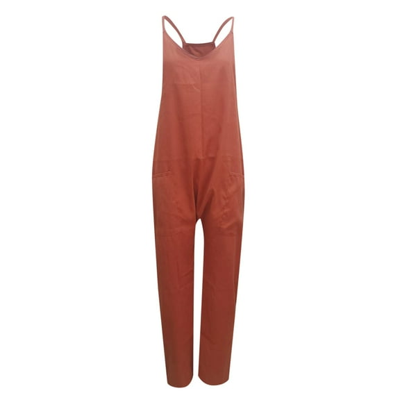 Aayomet Bodysuit For Women Jumpsuit Womens Solid Suspenders Casual Pants Jumpsuit Casual Pocket Jumpsuit,Red L