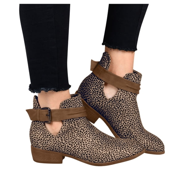 Aayomet Boots For Women,Riding Boots For Women Non Slip Shoes Buckle Women Heels Retro Booties Round Short Toe Ankle Boots For Women