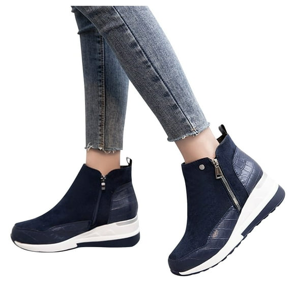 Aayomet Boots For Women，Winter Boots For Women Fashion Colorblock Boots Thick-soled Shoes Short Wedges Platform Boots For Women