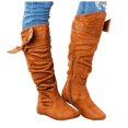 thumbnail image 1 of Aayomet Boots For Women，Women's Closed Round Toe Knot Slouch Flat Heel Mid-Calf Boot, 1 of 5