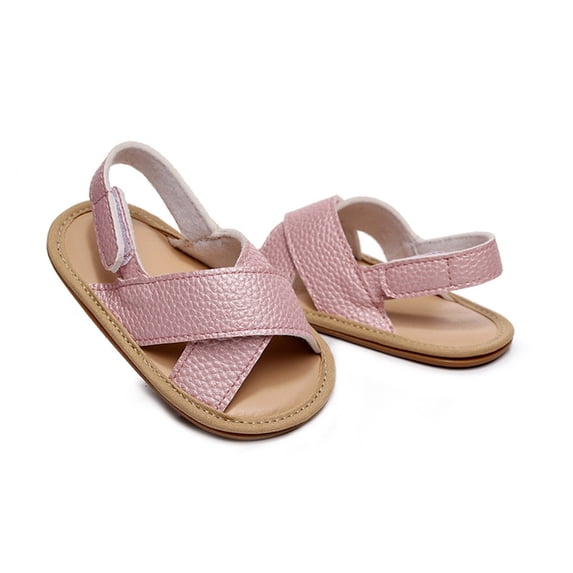 Aayomet Boys Girls Open Toe Solid Shoes First Walkers Shoes Summer Toddler Flat Sandals Simple Sandal,Pink 5