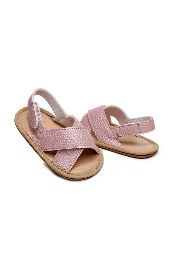Boys Girls Open Toe Solid Shoes First Walkers Shoes Summer Toddler Flat Sandals Simple Sandal,Pink 5