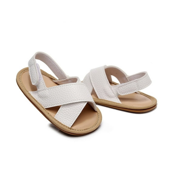 Aayomet Boys Girls Open Toe Solid Shoes First Walkers Shoes Summer Toddler Flat Sandals Simple Sandal,White 6