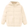 thumbnail image 1 of Aayomet Boys' Hooded Puffer Jacket Water Resistant Warm Winter Coat Soft Fleece Lined Outerwear Jacket (Beige, 6-7 Years), 1 of 4