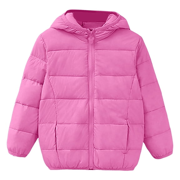 Aayomet Boys' Hooded Puffer Jacket Water Resistant Warm Winter Coat Soft Fleece Lined Outerwear Jacket Girls (6-7 Years)