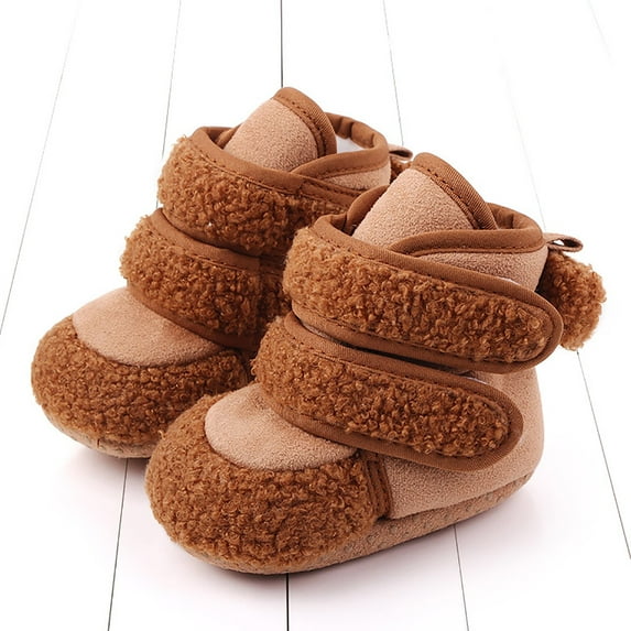 Aayomet Boys Shoes and Boys Warm Shoes Soft Booties Comfortable Boots Toddler Warming Home Shoes Snow Boots (Brown, 13 Toddler)