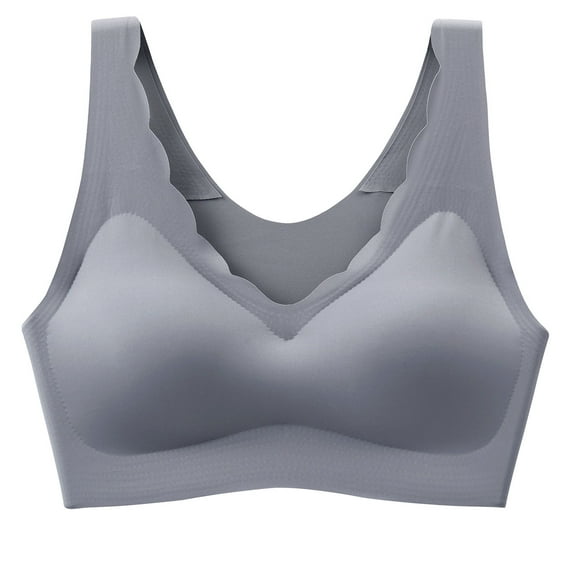 Aayomet Bras for Women Women's Comfort Revolution Full-Coverage Wireless Bra, Foam Wirefree T-Shirt Bra,Gray L