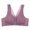thumbnail image 1 of Aayomet Women's Plus Size Bra Post-Surgery Bra Front Closure Brassiere Floral Printed Bra Breathable Comfortable Underwear Vest,Purple 44, 1 of 4