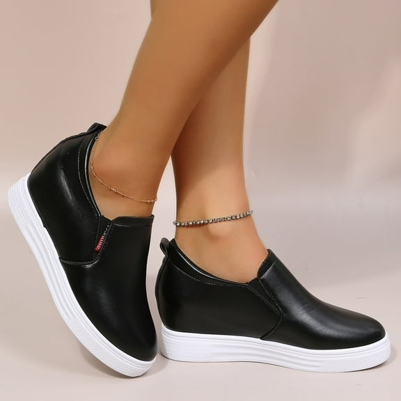 Aayomet Business Casual Dress Shoes for Women Casual Women's Non Slip Solid Color Slip On Thick Sole Breathable Work Single,Black 6