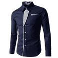 thumbnail image 1 of Aayomet Button Up Shirt Men Top Shirt Simple Comfortable Solid Color Collar Button Collar Shirt Top Long Sleeve Top (Navy, XL), 1 of 2