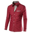 thumbnail image 1 of Aayomet Button Up Shirt Men Top Shirt Simple Comfortable Solid Color Collar Button Collar Shirt Top Long Sleeve Top (Red, XL), 1 of 2